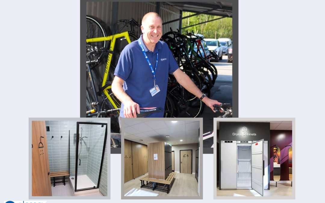 Individual with their bike and facilities at Plessey for people to use